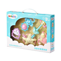 澳贝(AUBY)海洋分龄摇铃5pcs 牙胶安抚塑料玩具 3个月以上 35*25*6cm 463164DS