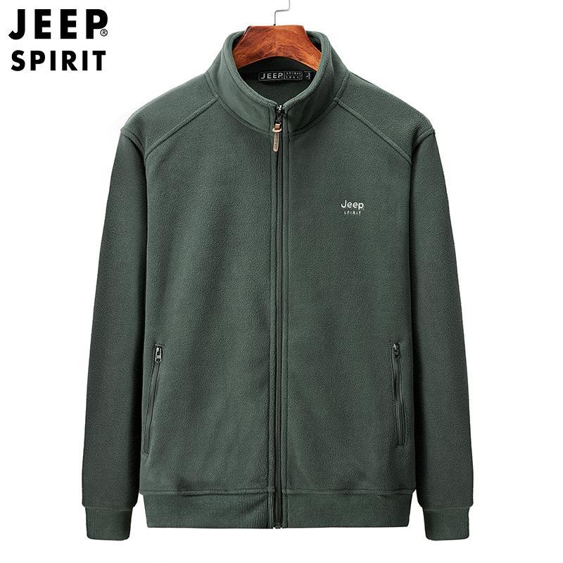 jeepspirit吉普春秋摇粒绒外套男士柔软舒适抓绒夹克男装时尚休闲轻便