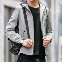 韦斯普 2019春季新款港风潮牌男士薄款连帽夹克男飞行夹克衫男装外套Q8852