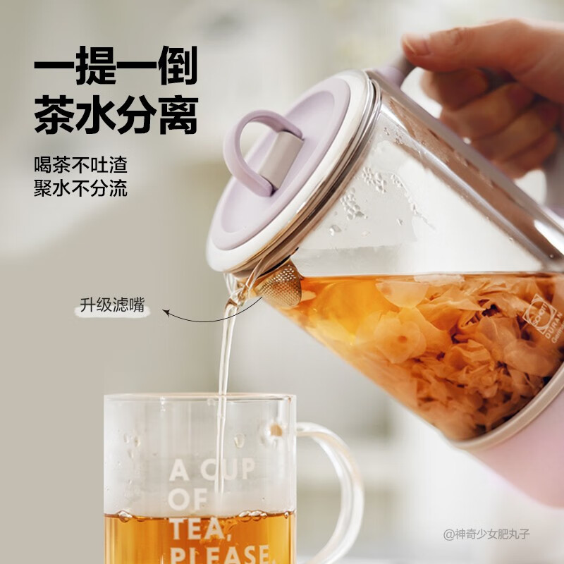北鼎多功能养生壶 迷你煮茶壶 家用保温壶 便携煮茶器 全玻璃恒温烧水壶 一体式花茶咖萃取壶 K31F浅衫绿高清大图