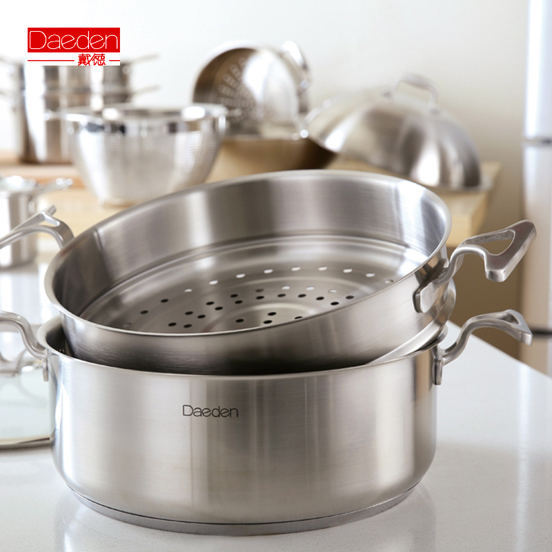 戴德Daeden 德国18/10不锈钢 双层蒸锅 汤锅 30cm电磁炉锅具