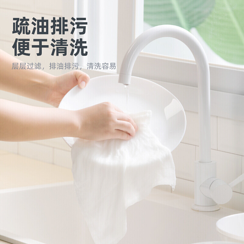茶花(CHAHUA) 抹布 洗碗布10片装百洁布28*28cm棉柔夹层疏油清洁洗碗巾高清大图