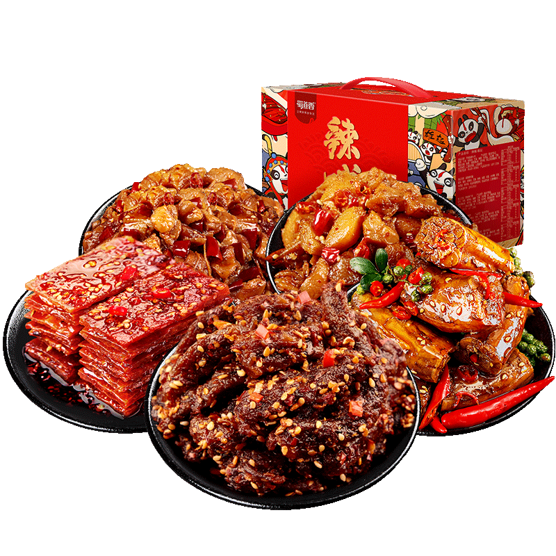 蜀道香 辣喊·雄起500g(天椒麻辣牛肉 麻辣猪肉脯 香辣辣子鸡 麻辣鸭脖 香辣冷吃兔)