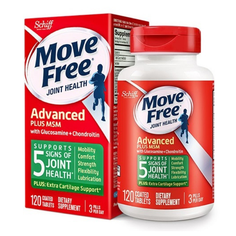 保税发-美国MOVE FREE氨糖软骨素维骨力120粒/瓶装 成人中老年人护关节MSM绿瓶 膳食营养补充剂