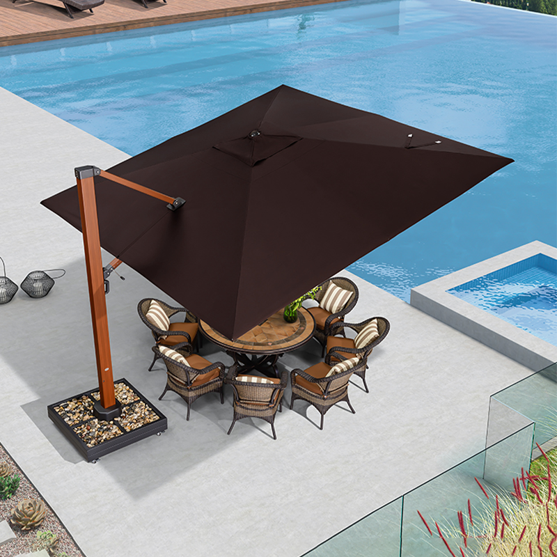 紫叶户外遮阳伞花园罗马伞室外大型户外太阳伞别墅露台户外伞庭院伞 3.5米方形【保8年不褪色，含300斤鹅卵石】