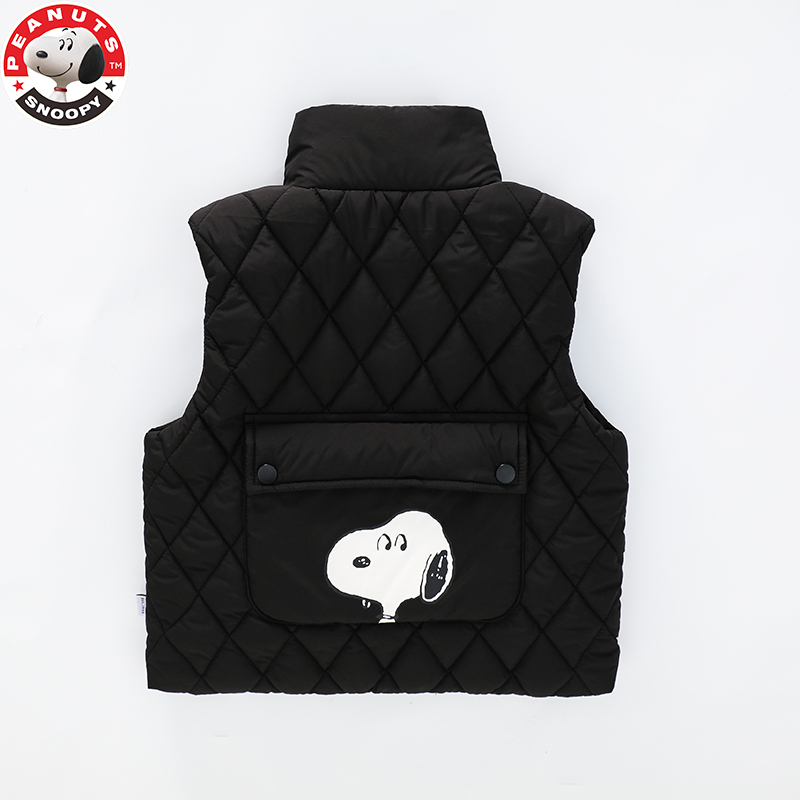 史努比(SNOOPY)童装儿童菱形格大口袋夹棉马甲男女同款秋冬马甲SXM326