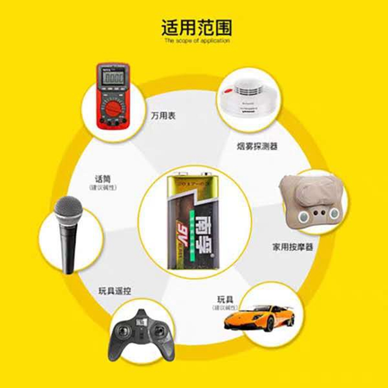 南孚9v电池九伏万能万用表9伏话筒玩具遥控9号不充电方电池