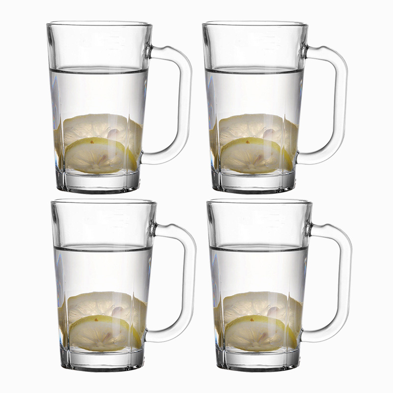 scybe喜碧拉克罗啤酒杯把手杯4支装玻璃透明水杯果汁