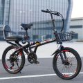 免安装碟刹折叠自行车超轻便携20寸变速减震kx 黑折叠变速【辐条轮碟刹双减震 20英寸