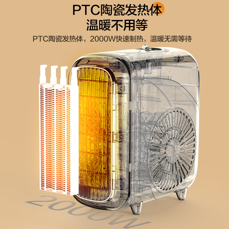 海尔(Haier)暖风机取暖器2000W功率电暖器家用办公室桌面台式电暖风暖脚器电热扇热风机 HNF-2026A 机械款高清大图
