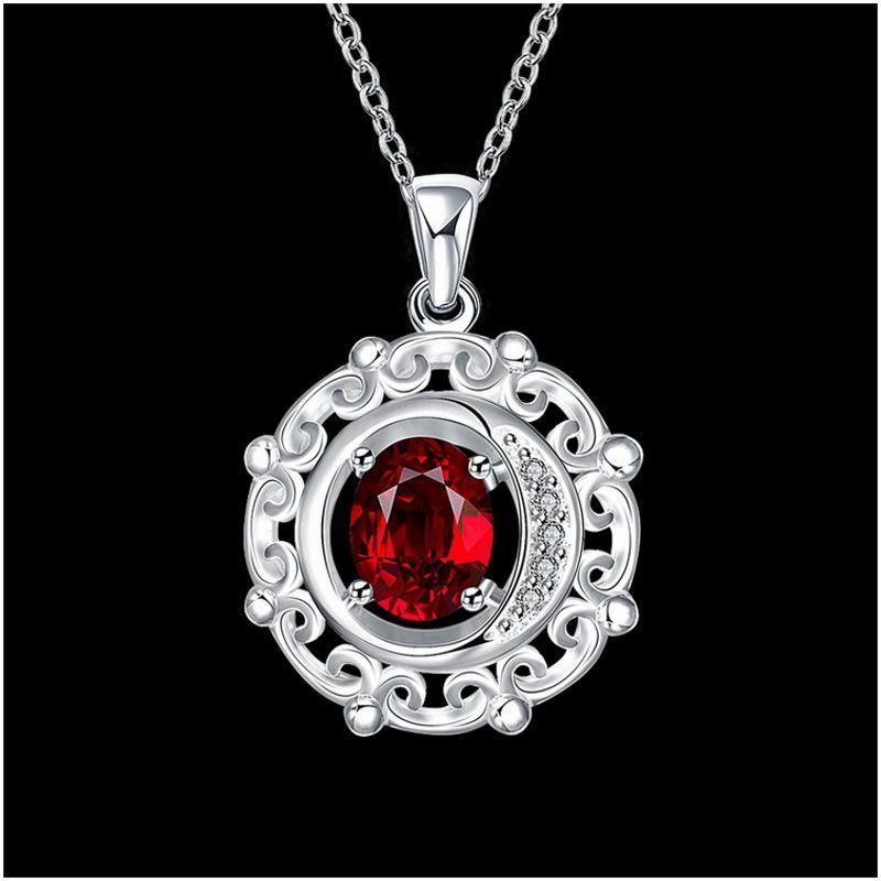 N035 Women Silver Necklace韩版镀纯银复古花坠锁骨链女项链送女朋友七夕情人节礼物