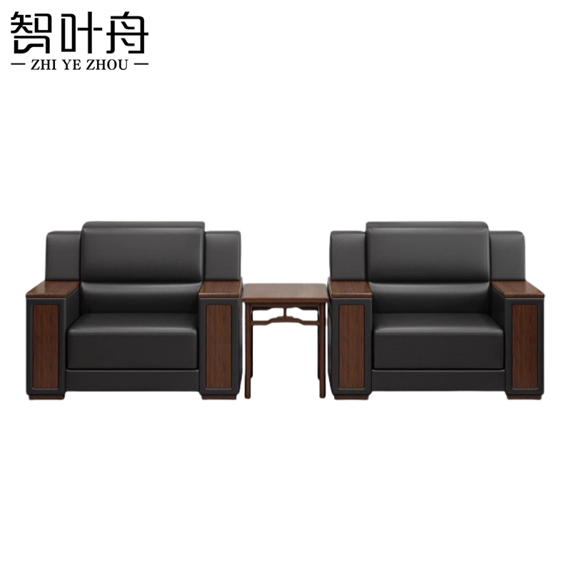 智叶舟办公沙发组合100*83*88cm(1+1+茶几)套高清大图