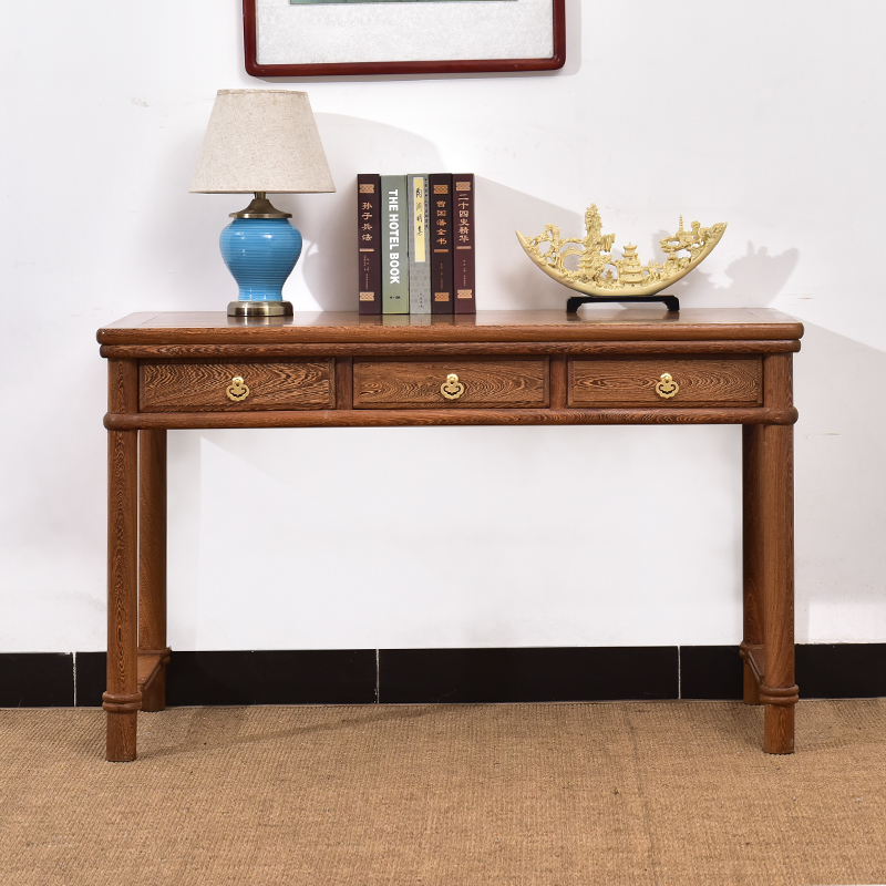 红木家具鸡翅木书桌闪电客木仿古办公桌中式写字台学习桌书房家用简约