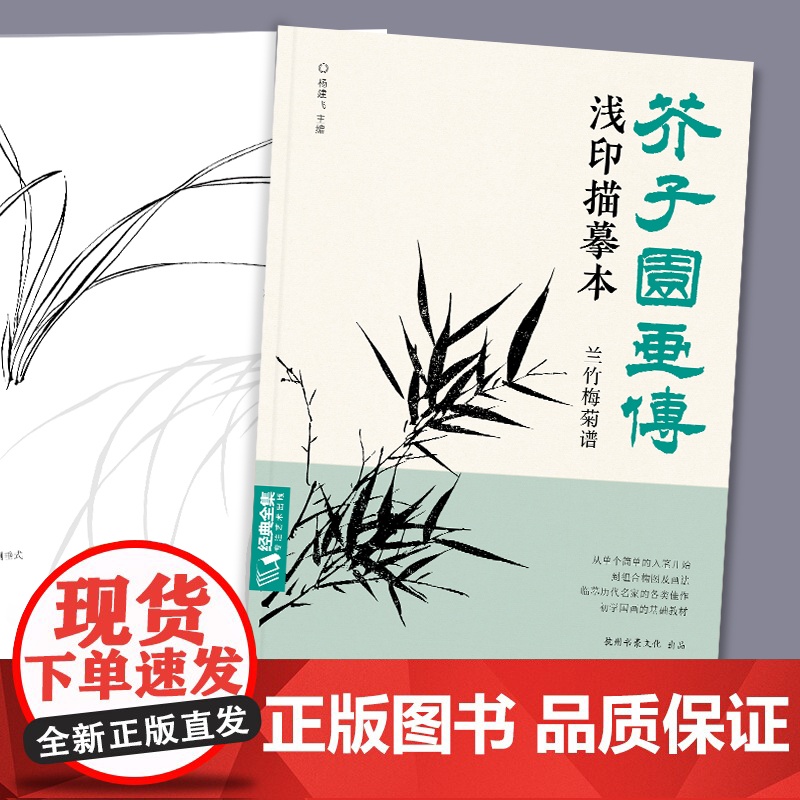 芥子园画传浅印描摹本兰竹梅菊谱 中国画入门零基础教程书籍白描底稿画稿线稿临摹本描摹册超级线条初学者绘画自学教材sh高清大图