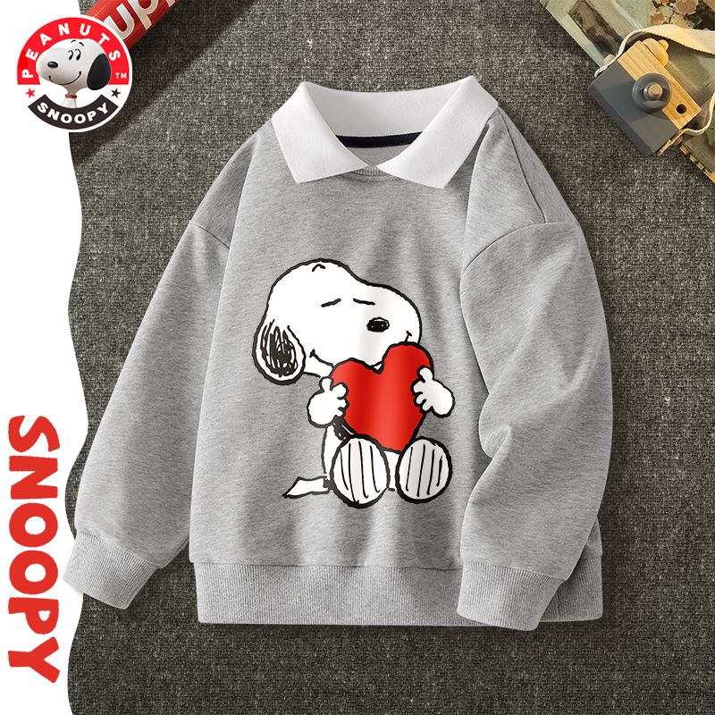 史努比(SNOOPY)童装卫衣男女中大童翻领卫衣WAD