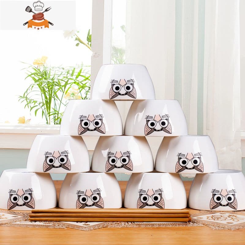 10个装景德镇家用米饭碗陶瓷碗单个吃饭碗餐具碗碟套装碗盘小汤碗 敬平 金枝玉叶(收藏加购送10筷10垫子)图片