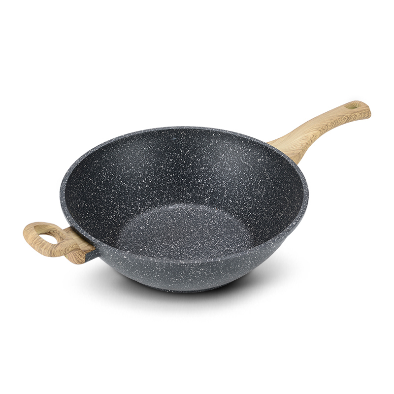 卡罗特(CaROTE)麦饭石单柄带耳炒锅 不粘少油烟家用炒菜锅 平底锅电磁炉锅具32CM