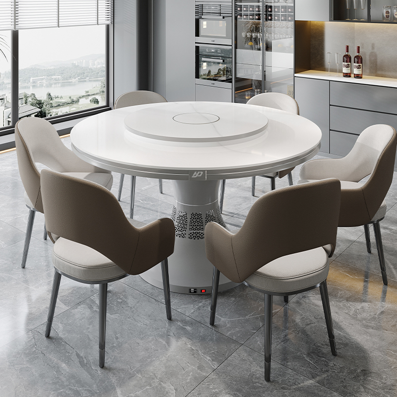 桌中皇电暖桌家用可取暖的圆餐桌多功能餐厅圆桌电暖炉烤火桌子高清大图