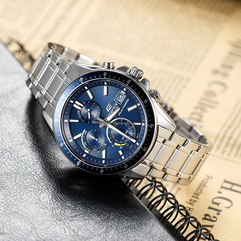 卡西欧旗舰店手表男正品Edifice限量商务休闲黑暗之心蓝宝石镜面皮/钢带日韩石英表 男 男士表EFS-S510 EFS-S510L-1A太阳能+人造蓝宝石