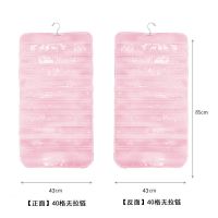 饰品收纳挂袋密封防氧化透明双面布艺首饰整理防尘便携卷包展示袋 粉色无纺布双面80格+衣架