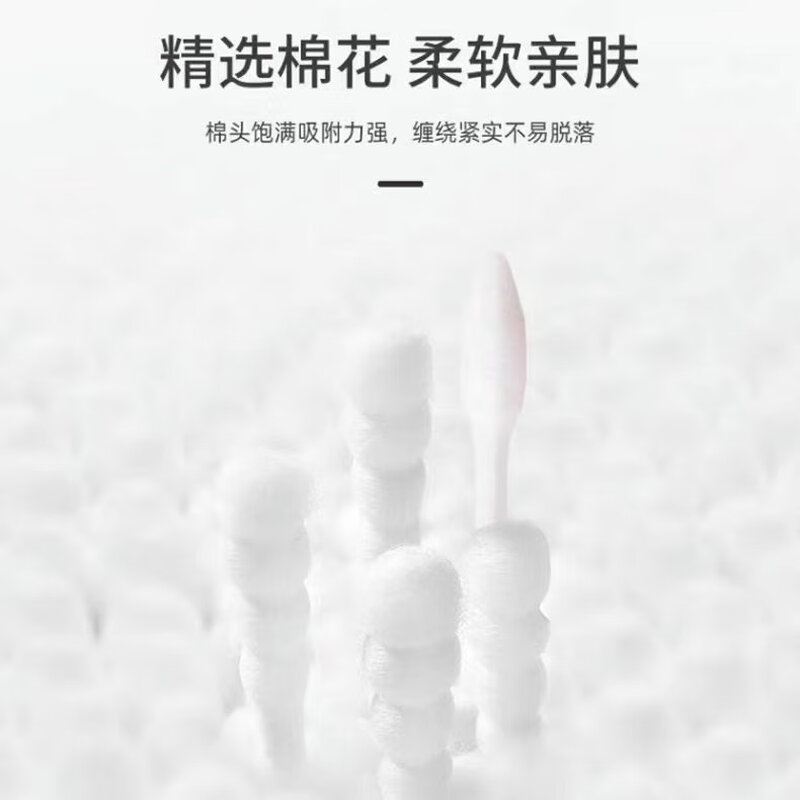 具岩 一次性棉棒清洁细轴棉花棒圆筒盒装100支装 (计价单位:盒)高清大图