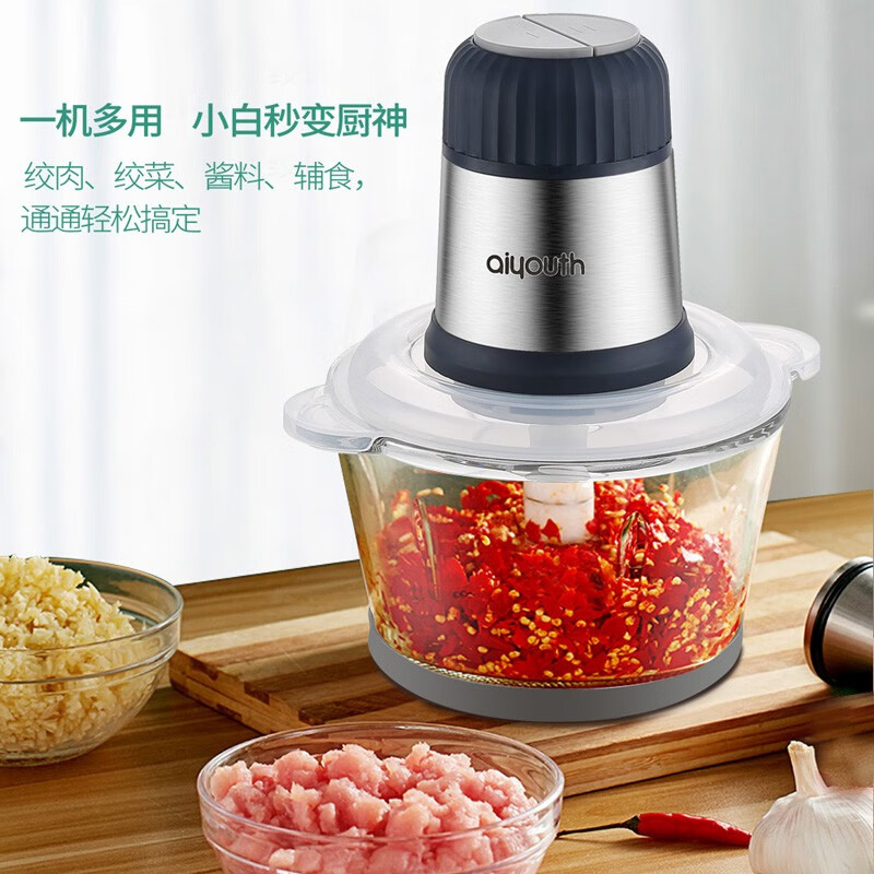艾青春(AIYOUth) 绞肉机家用电动多功能不锈钢辅食搅拌料理机 IQC-J30A高清大图