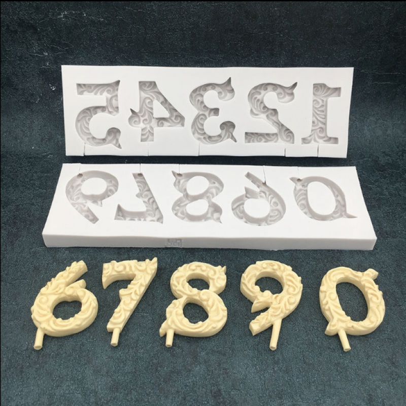 敬平(JING PING)烘焙0-9大号数字液态硅胶模具棒棒糖翻糖蛋糕蝴蝶结礼帽生日模具 0-9数字模具[蝴蝶结款]送棒高清大图