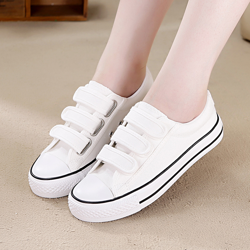 枫述春夏季新款帆布鞋女鞋低帮魔术贴女士休闲鞋学生简约百搭基本布鞋