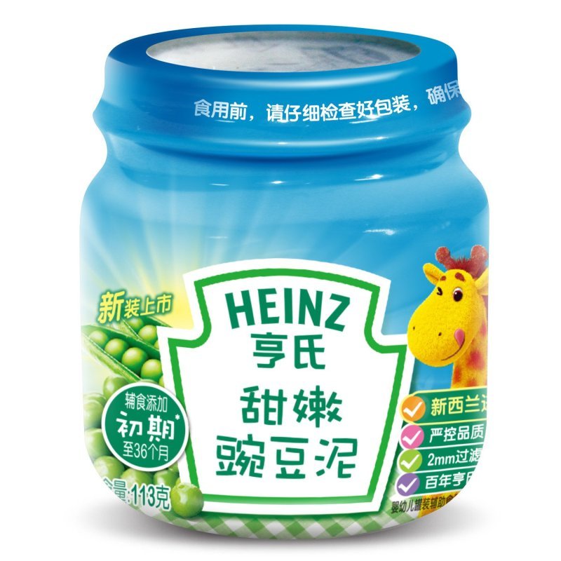 Heinz/亨氏甜嫩豌豆泥113g 适用辅食添加初期以上至36个月 婴儿辅食泥宝宝佐餐泥蔬菜泥果泥高清大图