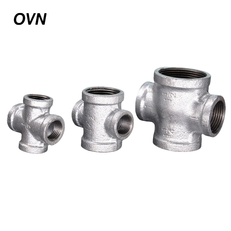 OVN 镀锌内丝等径四通 1寸 DN25国标加厚 个高清大图
