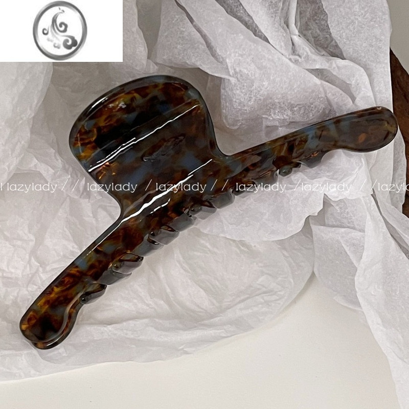JiMi薄荷深棕弧形盘发抓夹鲨鱼夹 气质优雅高级感简约后脑勺抓夹洋气