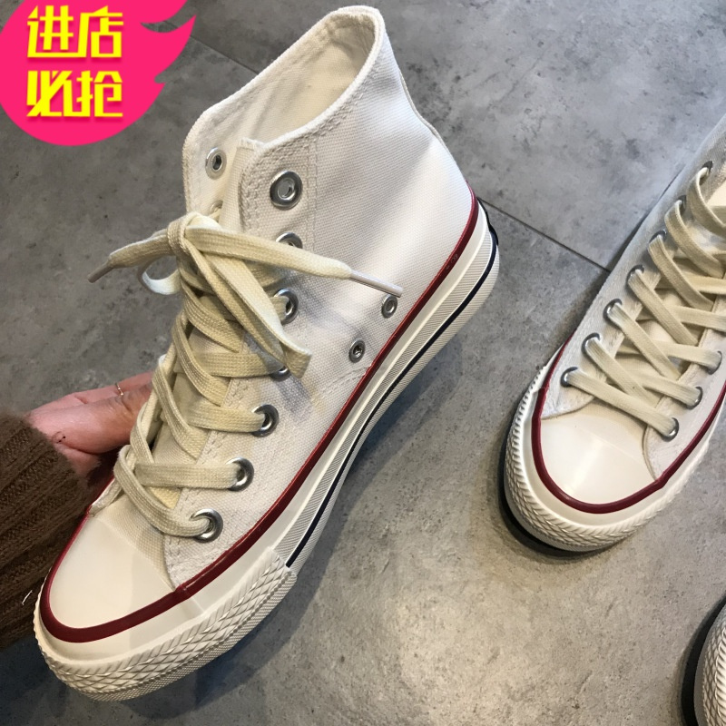金三志棉布料内增高跟5cm女鞋高帮帆布鞋系带休闲潮棉鞋冬加绒小个子帆布鞋