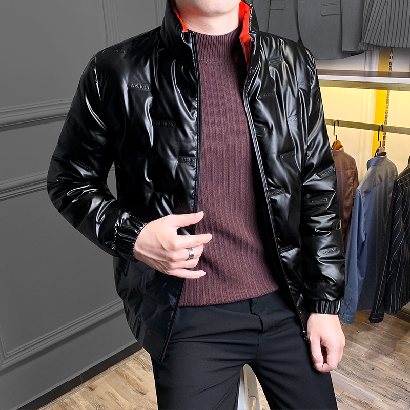 NEW LAKE男士羽绒服短款潮牌亮面2020年新款冬季轻薄潮流帅气立领时尚外套羽绒服