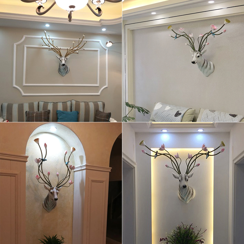 墙面装饰鹿头壁挂客厅会所玄关装饰品电视沙背景墙招财鹿挂件