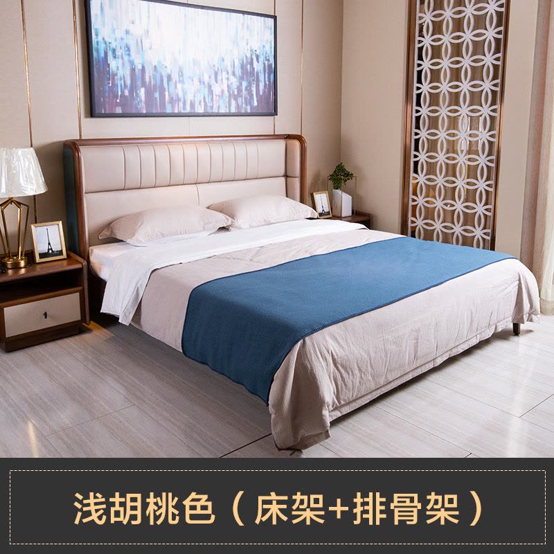 慕思床现代简约新中式实木床北欧主卧双人大床金丝檀木实木床 BCW1-066图片