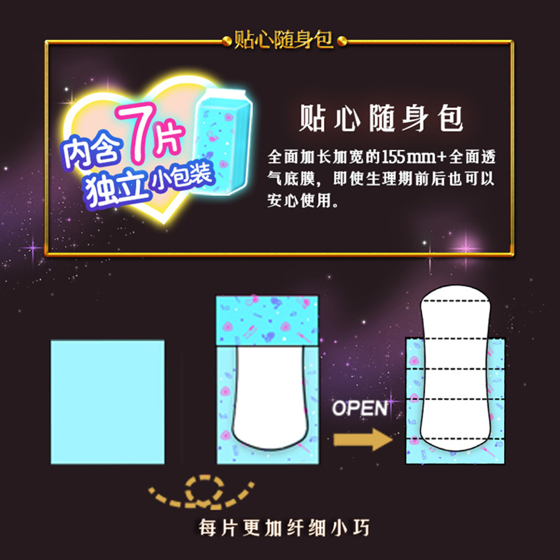 苏菲口袋魔法零味感155mm*28片*5包护垫迷你卫生巾姨妈巾高清大图