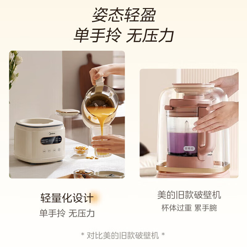 美的智能破壁大容量玻璃全自动多功能破壁料理机破壁机 MJ-PB60P2-028高清大图