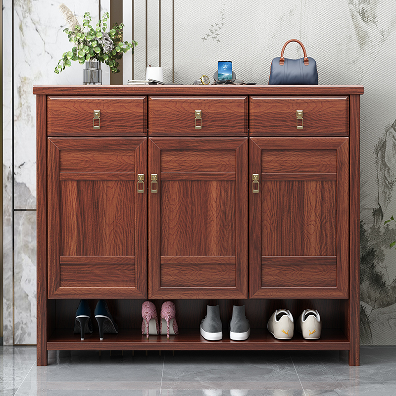 青木川 新中式实木鞋柜收纳柜一体靠墙客厅入户进门口2023新款楼道