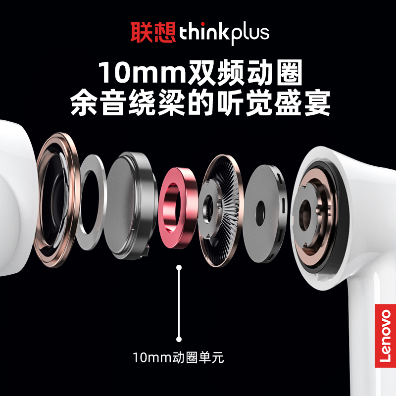 Lenovo/联想LP1S黑色高端蓝牙耳机真无线运动男生女款2022新款降噪超长待机HIFI高品质入耳式隔音游戏听声辩位高清大图