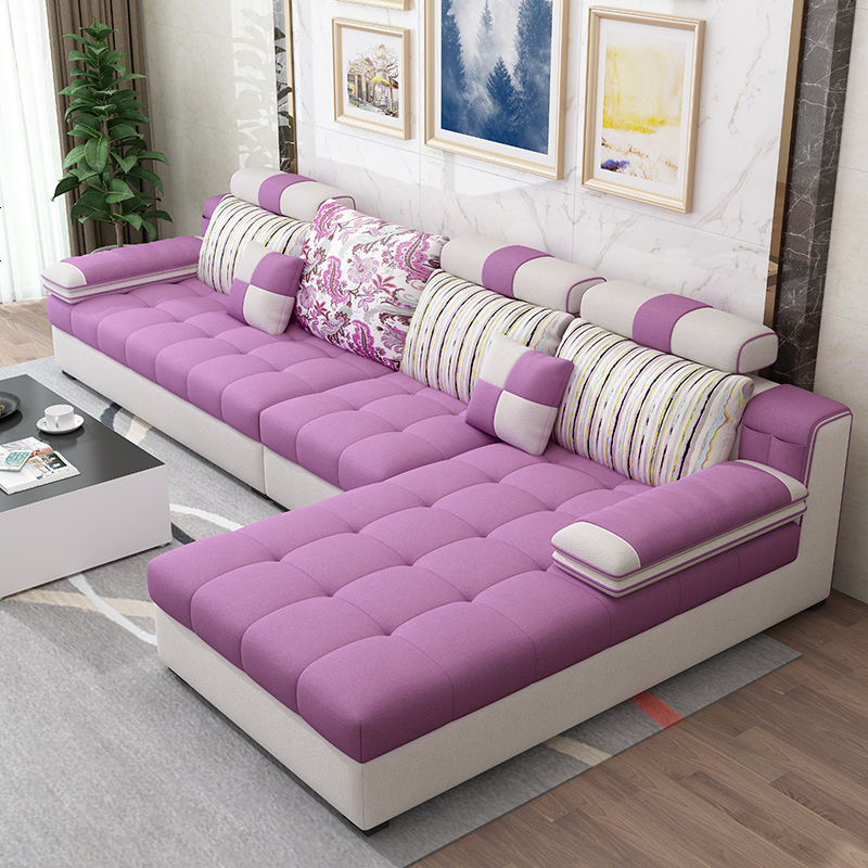 北欧布艺沙发组合客厅现代简约小户型三人转角可拆洗布沙发整装L