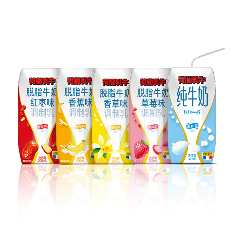 法国原装进口 荷兰乳牛 牛奶 脱脂牛奶 红枣口味 200ml*12支
