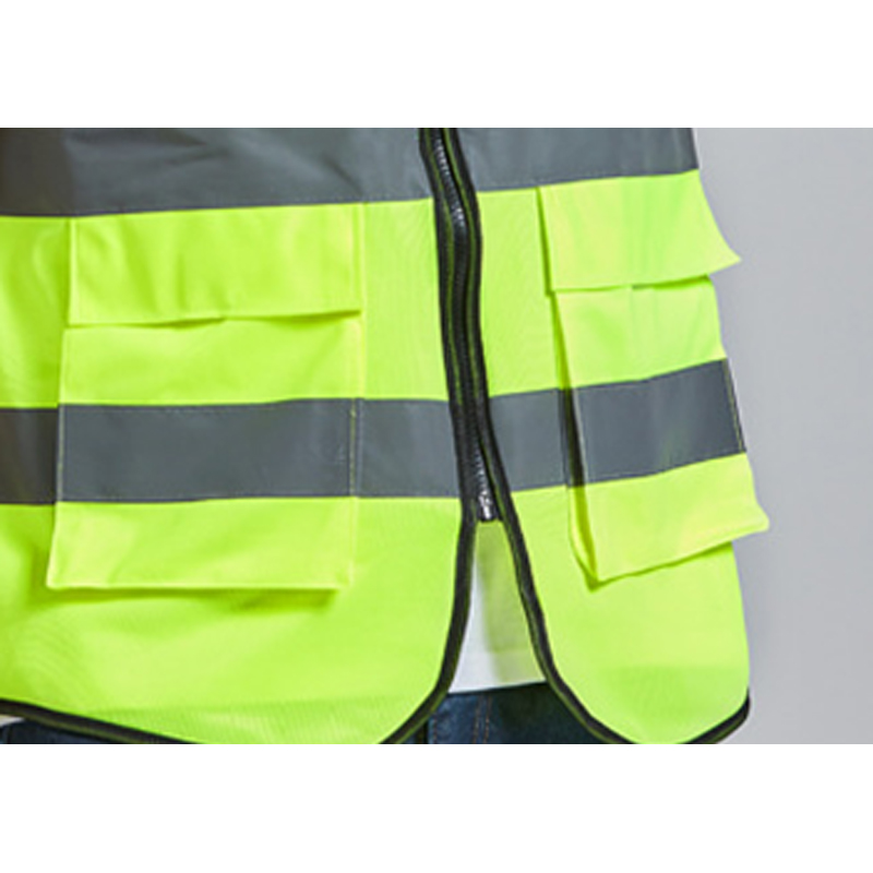 翌嘉YJ4112131反光背心环卫园林反光马甲施工交通反光衣 针织布口袋款荧光黄高清大图