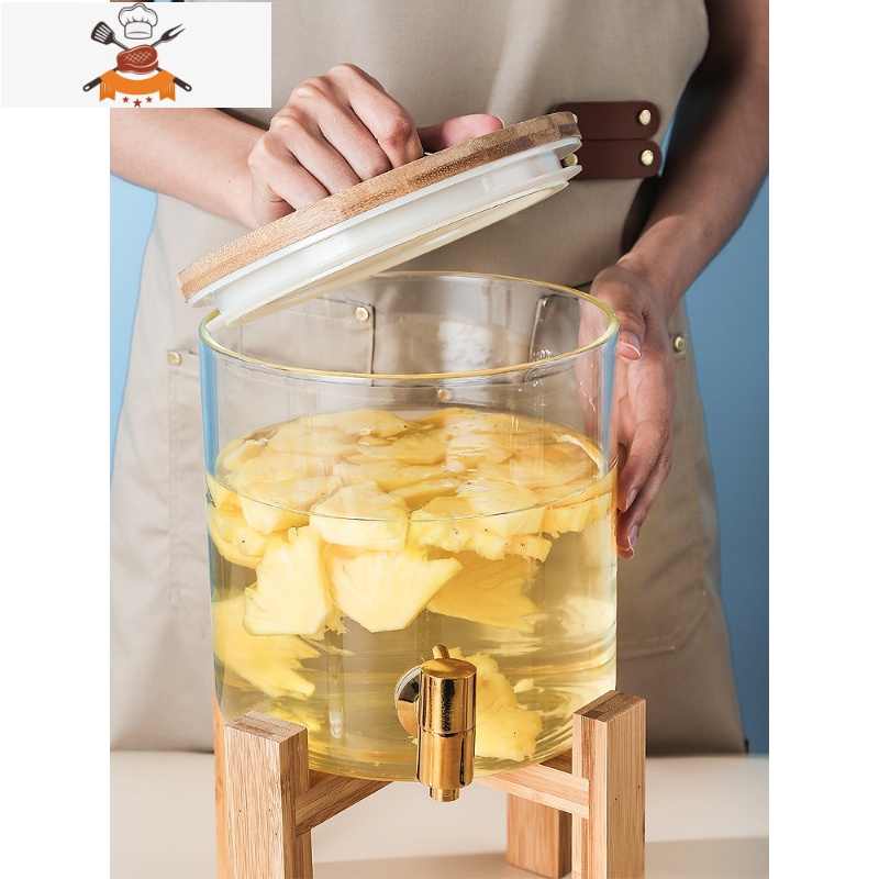 带龙头凉水壶大容量冷水壶家用可高温玻璃可乐桶柠檬茶饮料果汁桶 敬平高清大图
