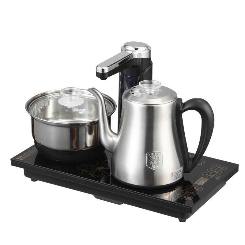 志高 全自动上水电热烧水壶家用泡茶专用茶台一体茶桌嵌入式煮茶器 星空黑消毒款 [37X20]304材质高清大图