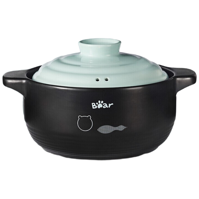 小熊(Bear)砂锅炖锅家用燃气煲汤煲仔饭3.5L陶瓷煲煤气灶耐高温 蓝色盖子 CP-G0023-P01