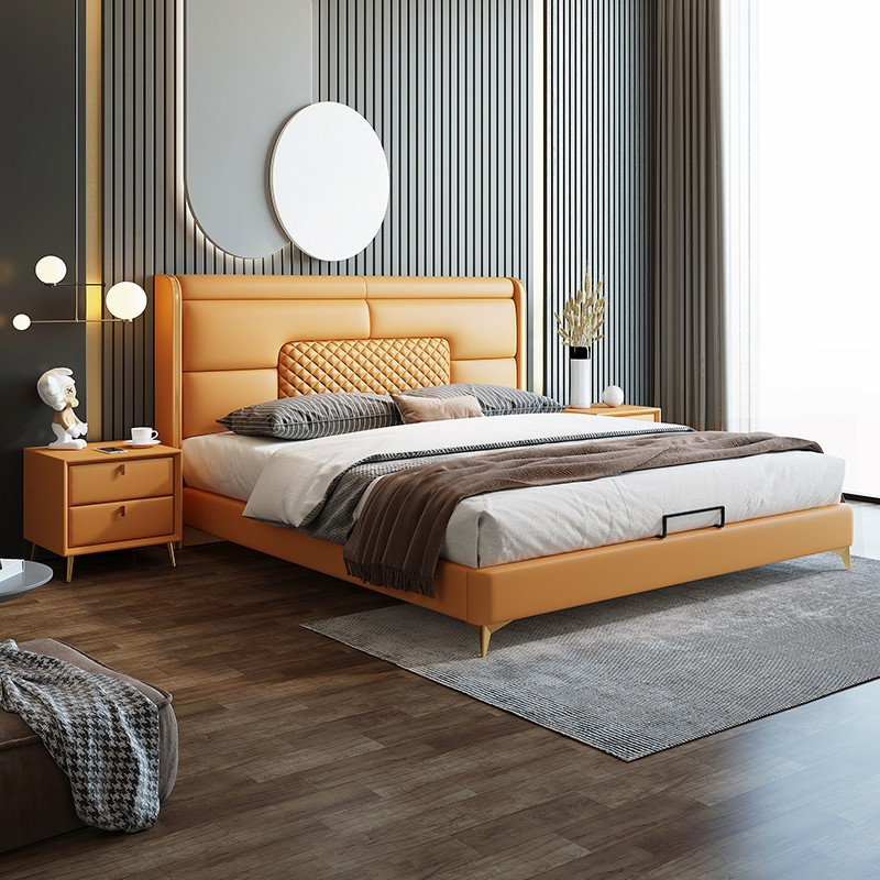 宜木雅居 轻奢主卧床简约现代2023新款时尚皮艺床婚床1.8米双人大床