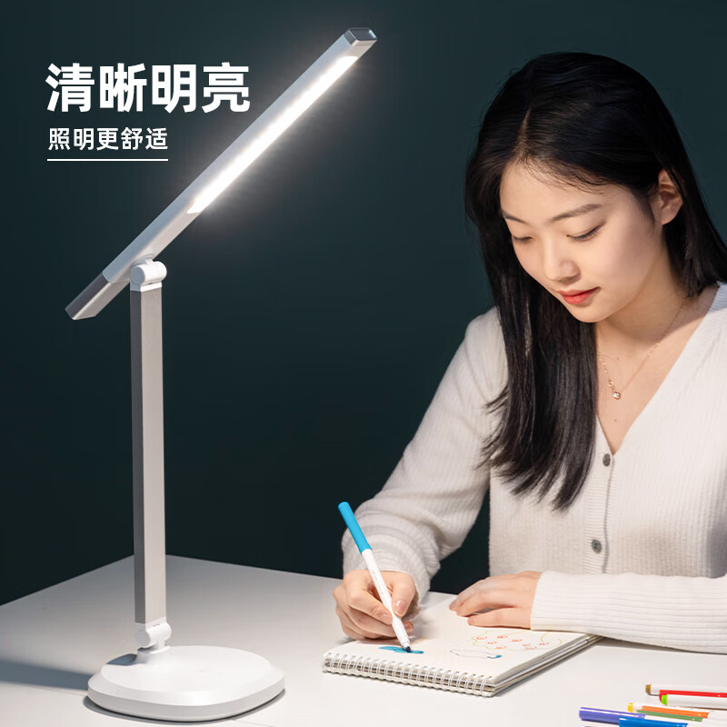 得力(deli)桌面台灯4301A银色LED光源三档色温节能台灯高清大图
