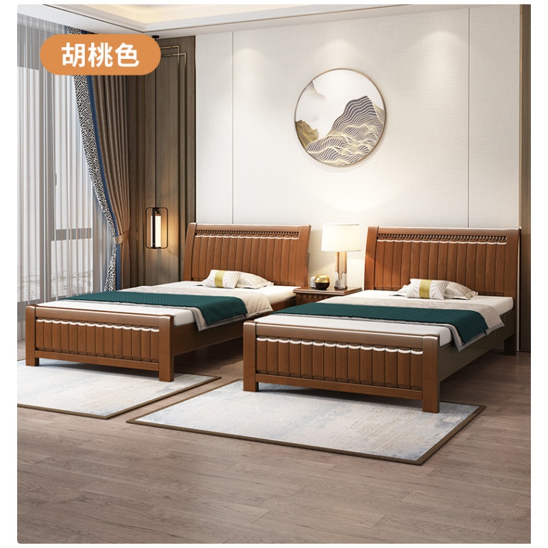 乐琪艺 实木单人床 胡桃色 2000*1350*960mm 张高清大图