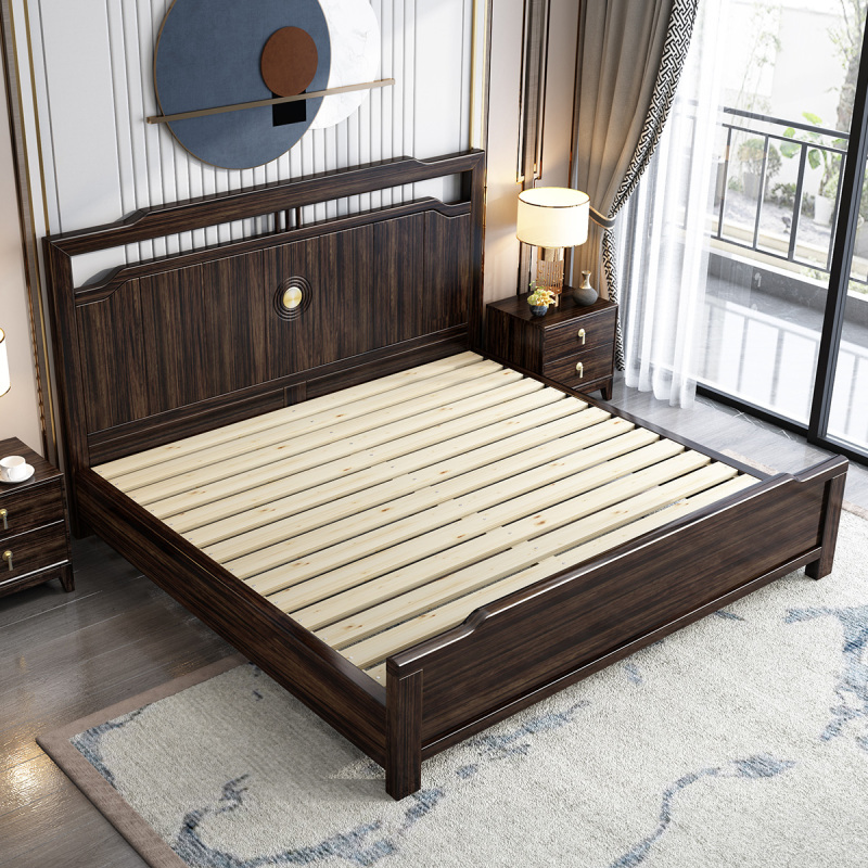 采百木caibaimu新中式乌金木实木床主卧18米双人床简约婚床轻奢高箱储
