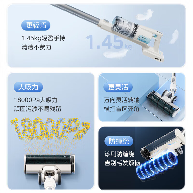美的(Midea)无线吸尘器家用吸尘器家用宠物手持吸尘器大吸力轻量车载长续航地毯猫毛狗毛吸毛器Q2高清大图